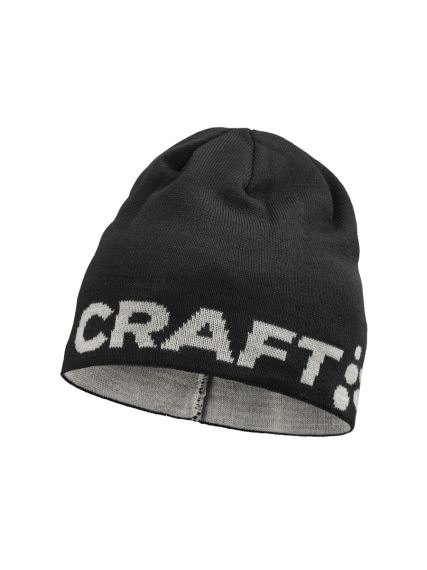 Čepice Craft ADV Nordic Training Merino Logo černá - detail černé pletené čepice s logem.