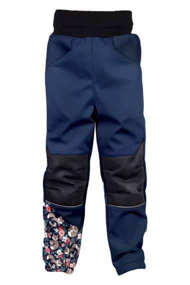 Dětské zateplené softshellové kalhoty WAMU Lišky tmavě modrá