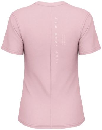 Zadní strana Trička Hannah AMANY pale mauve 36 s potiskem Find Your Way a souřadnicemi. (2)