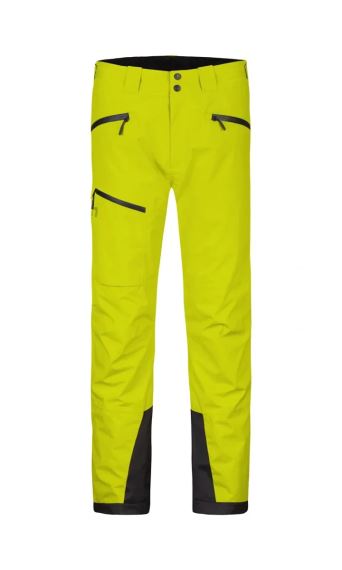 Přední pohled na žluté outdoorové kalhoty Hannah JOHNS anthracite L s černými zipy a zesílenými spodními lemy.