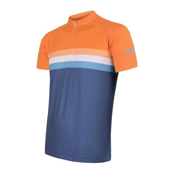 Pánský cyklistický dres s krátkým rukávem SENSOR Cyklo Summer Stripe modrá/oranžová