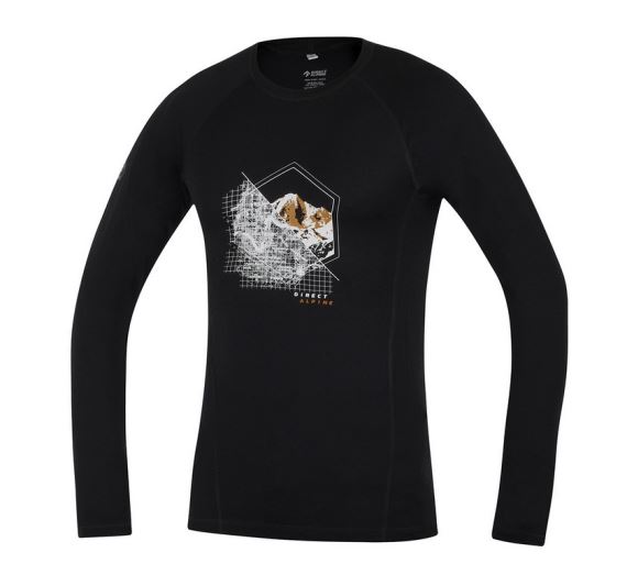 Pánské funkční tričko s dlouhým rukávem a potiskem Direct Alpine Furry Long 1.0 black (activity)