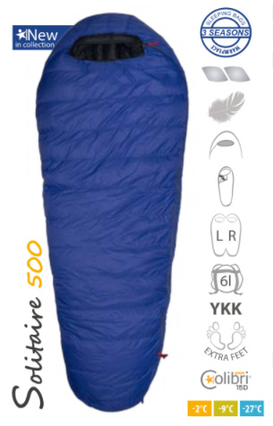 Spacák Warmpeace Solitaire 500 - 170 cm royal blue/black pravý