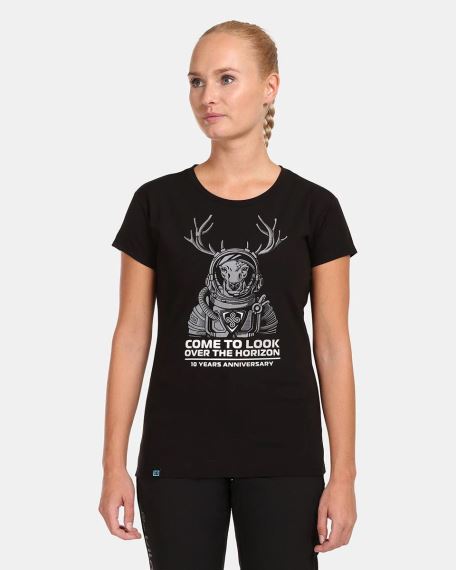 Přední pohled na Dámské tričko Kilpi LTD CALYPSO-W černá nošené modelkou.