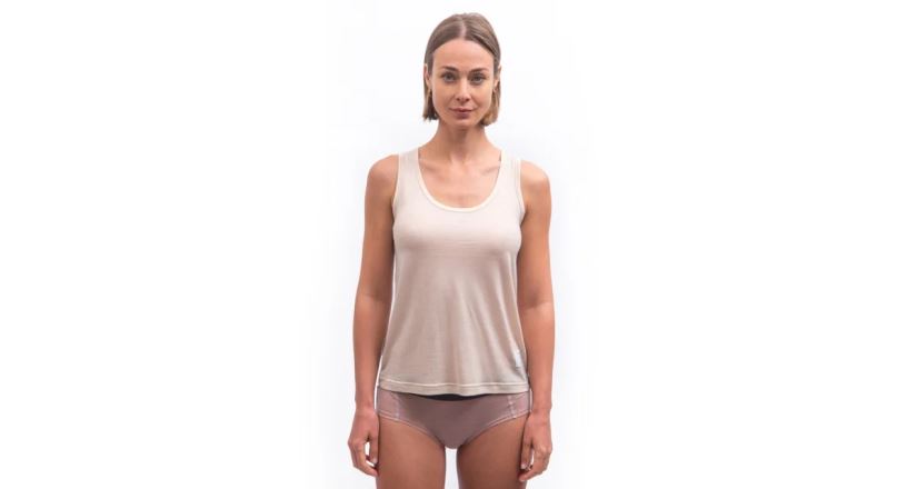 Tričko Sensor Merino Lite dámské bez rukávu mottled beige (1)