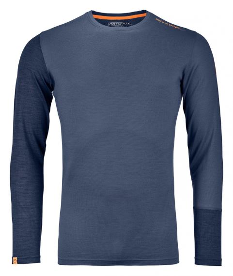 Pánské funkční tričko s dlouhým rukávem z merina Ortovox 185 Rock´n´Wool LS night blue blend