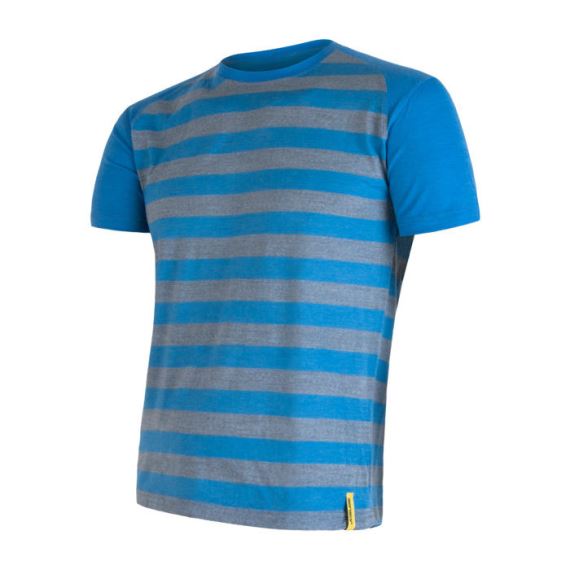 Pánské funkční tričko s krátkým rukávem SENSOR Merino Active modrá/šedá