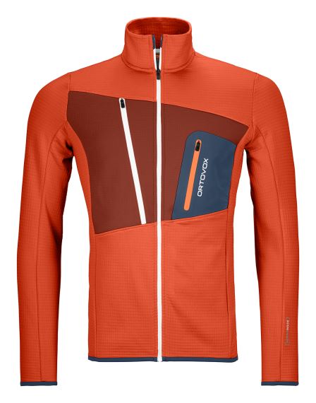 Pánská fleecová mikina ORTOVOX Fleece Grid Jacket Desert orange