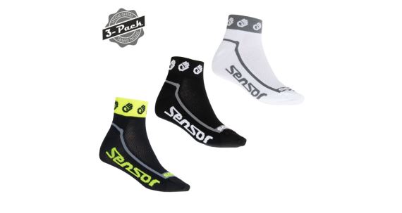 Set funkčních ponožek Sensor Race Lite Small Hands černá/bílá/ref. žlutá