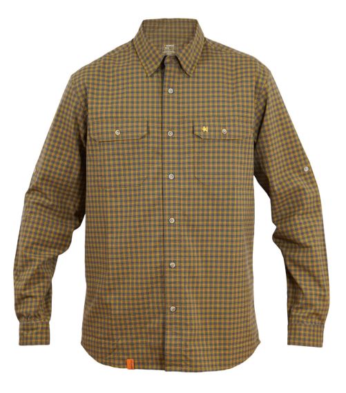 Pánská košile s dlouhým rukávem Warmpeace Mesa Harvest gold/grey