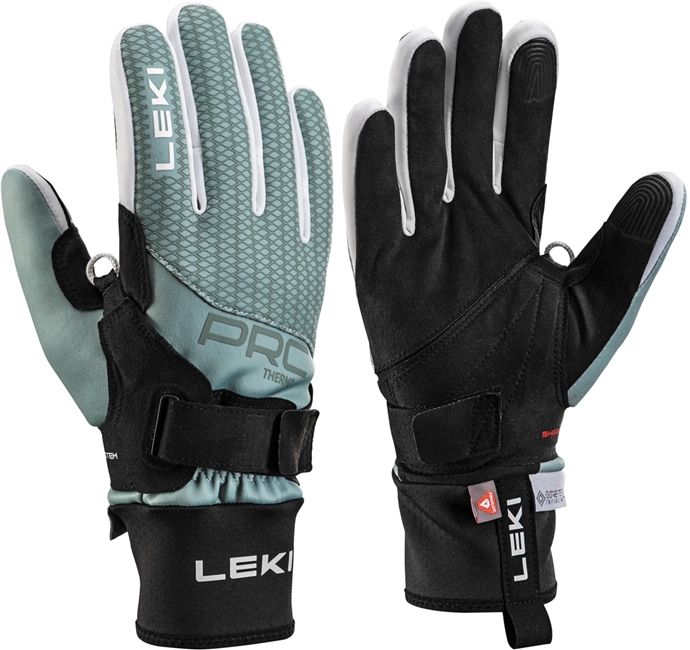 Dámské rukavice Leki PRC ThermoPlus Shark Women black-ice green 6.5