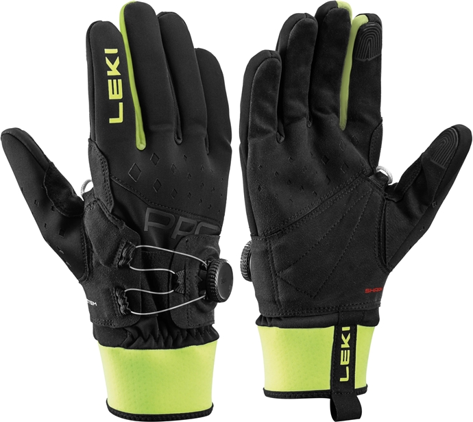 Unisex rukavice Leki PRC Boa® Shark black-neon yellow 6.5