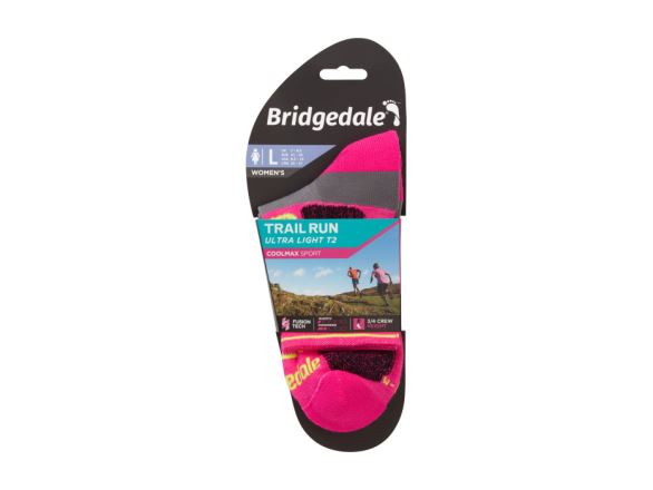 Dámské běžecké ponožky Bridgedale Trail Run UL T2 CS 3/4 Crew pink (3)