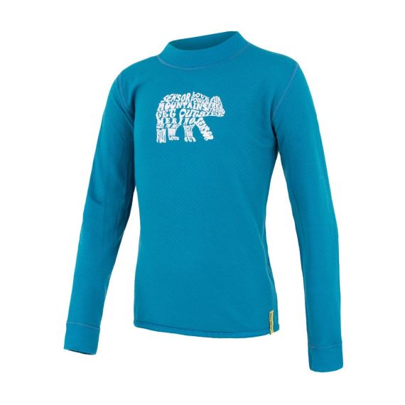 Dětské oboustranné funkční tričko s dlouhým rukávem SENSOR Merino DF Bear modrá