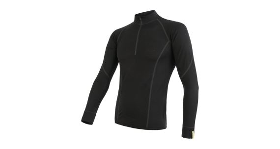 Pánské funkční triko SENSOR Merino Active dl.rukáv stoják zip černá