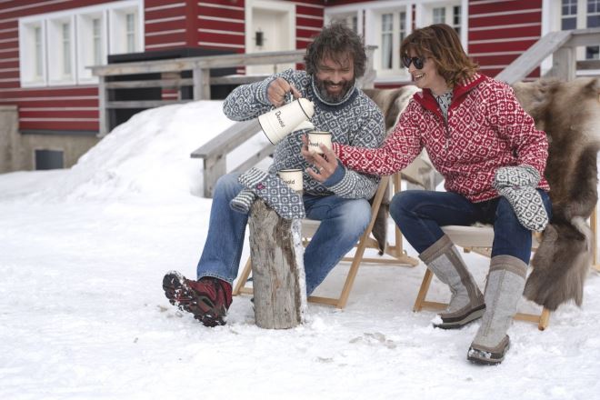 Norský vlněný svetr s rolákem na zip Devold Svalbard šedá (1)