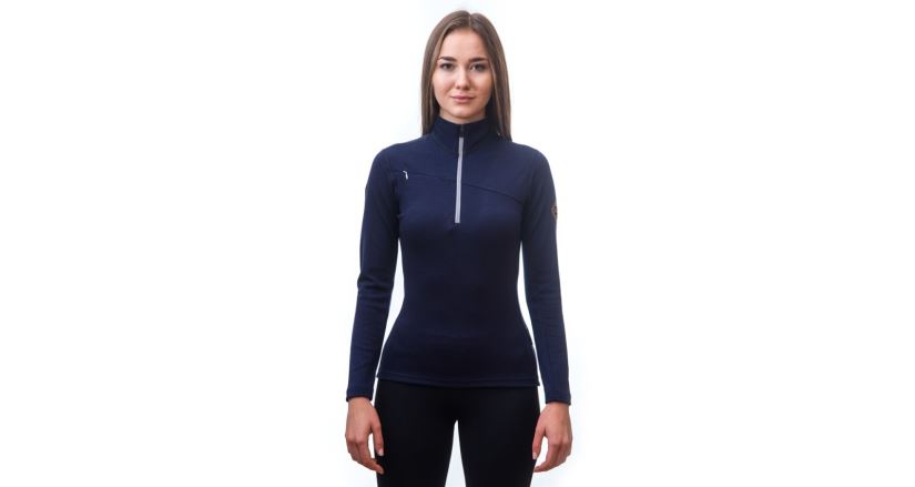 Dámská mikina Sensor Merino Upper krátký zip deep blue (2)