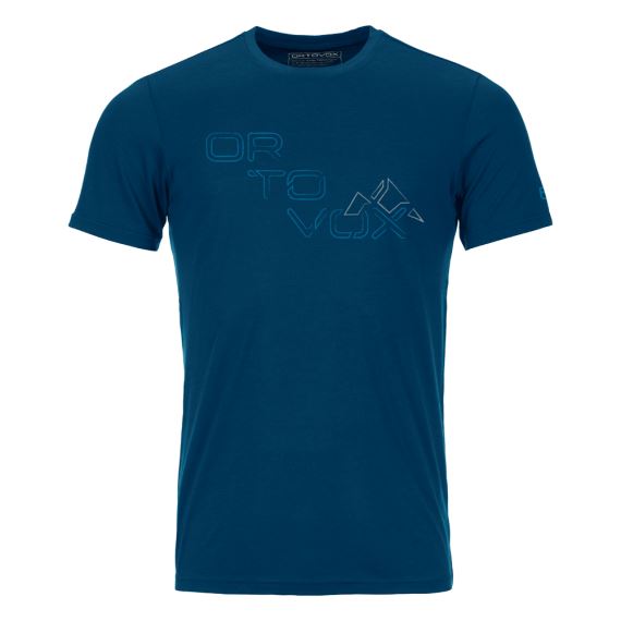 Pánské funkční tričko Ortovox 185 Merino Tangram Logo TS Petrol Blue