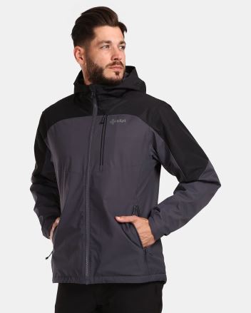 Pánská outdoorová bunda Kilpi OVERA-M tmavě šedá na modelovi. (1)