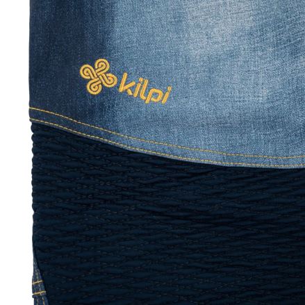 Detail loga a prošívání na Dámské lyžařské kalhoty Kilpi JEANSO-W modrá. (4)