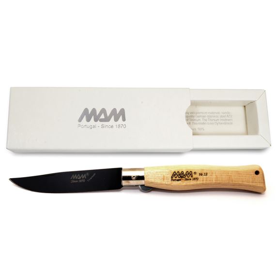 Zavírací nůž s pojistkou MAM Douro 5004 Black Titanium 7,5 cm buk
