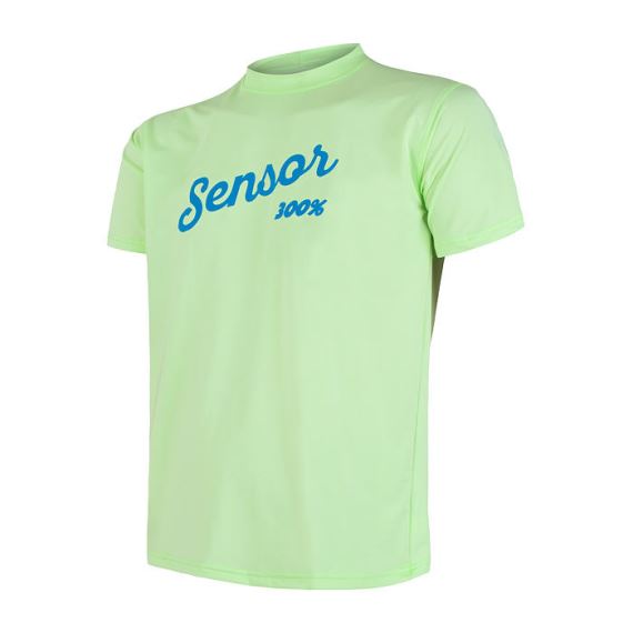 Pánské tričko s krátkým rukávem a potiskem SENSOR Coolmax Fresh PT Logo sv. zelená