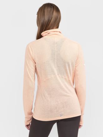 Dámské triko Craft ADV SubZ Wool LS růžová, zadní pohled na modelce. (2)