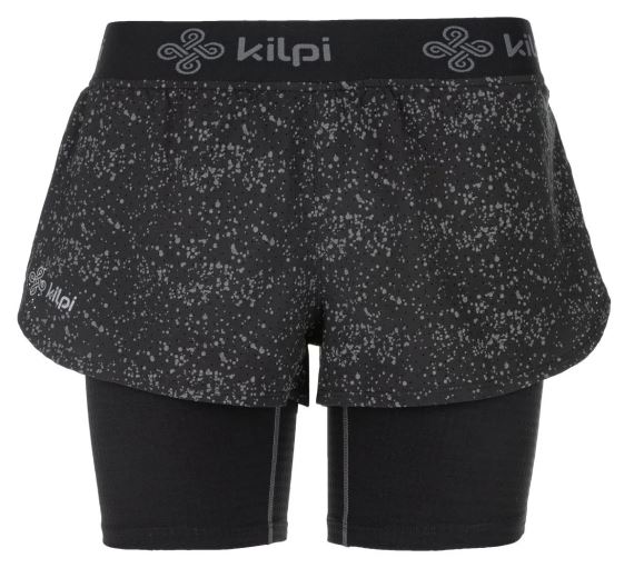 Celkový pohled na Dámské běžecké šortky Kilpi BERGEN-W černá zepředu.
