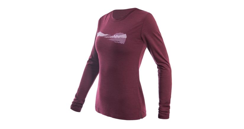 Dámské funkční triko s dlouhým rukávem Sensor Merino Air PT Hills Vínová