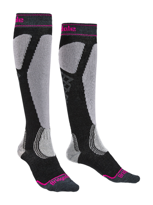 Ponožky Bridgedale Ski Easy On Women's graphite/purple/134 S (3-4,5 UK)