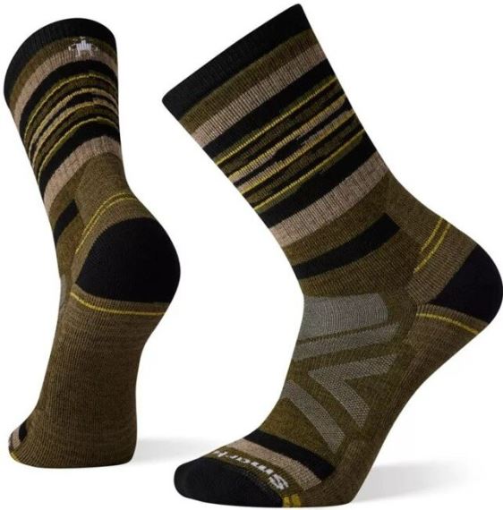 Pánské ponožky Smartwool Hike Full Cushion Rail Stripe Crew Socks Military Olive