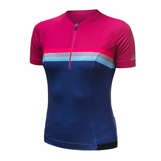 Dámský cyklistický dres kr. rukáv Sensor Cyklo Tour lilla stripes M