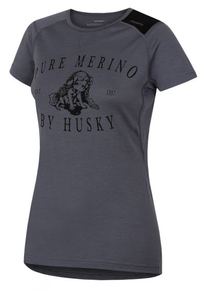 Dámské funkční triko HUSKY Merino 100 L krátký rukáv PUPPY šedá