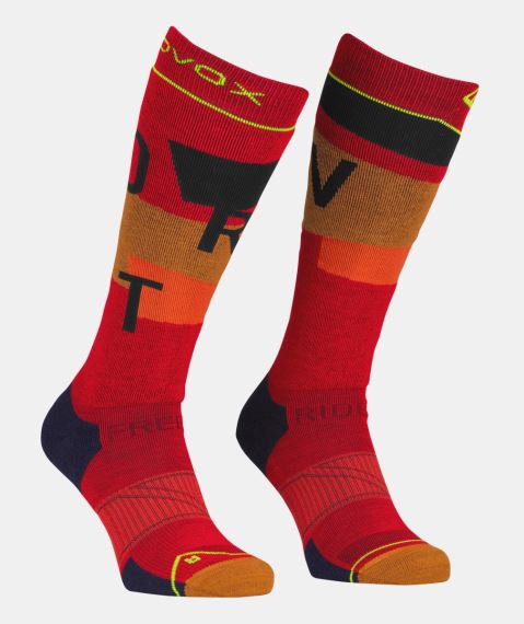 Pánské lyžařské ponožky Ortovox Free Ride Long Socks Cozy cengia rossa