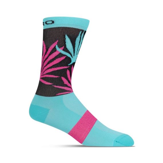 Ponožky GIRO Comp High Screaming Teal/Neon Pink Palms