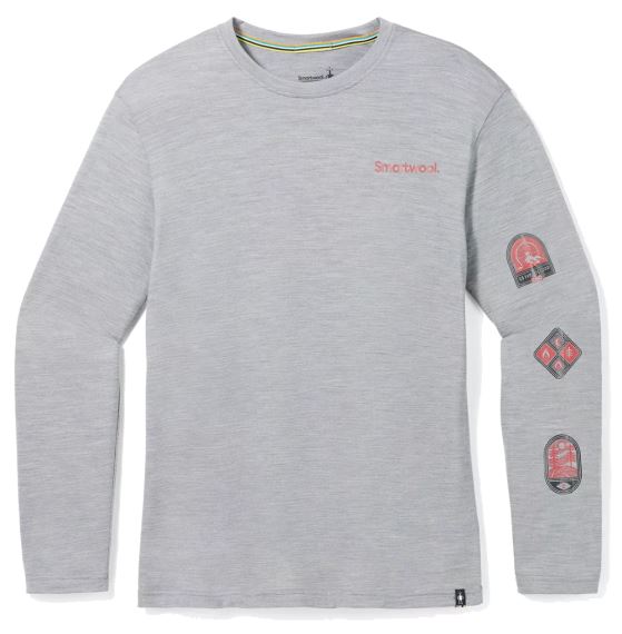 Pánské tričko s dlouhým rukávem Smartwool Outdoor Patch Graphic Long Sleeve Tee Light gray heather