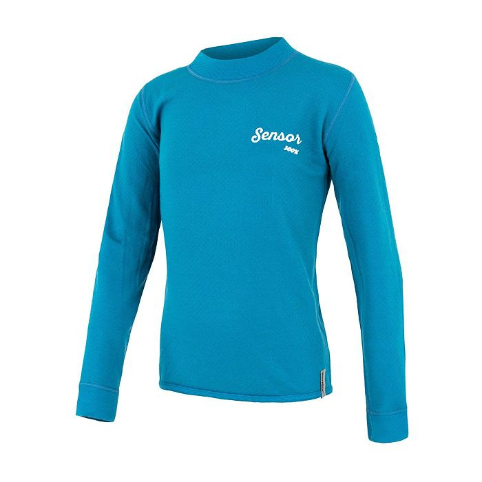 Juniorské oboustranné funkční tričko s dlouhým rukávem SENSOR Merino DF Logo modrá 140