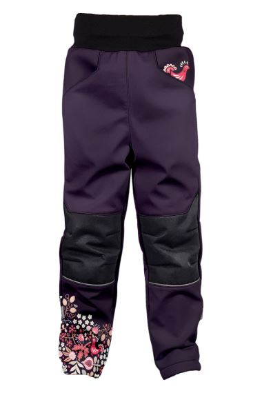 Dětské zateplené softshellové kalhoty WAMU Sova fialová