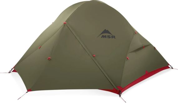 Stan MSR Access 3 zelená, produktová fotografie z předního úhlu na bílém pozadí.