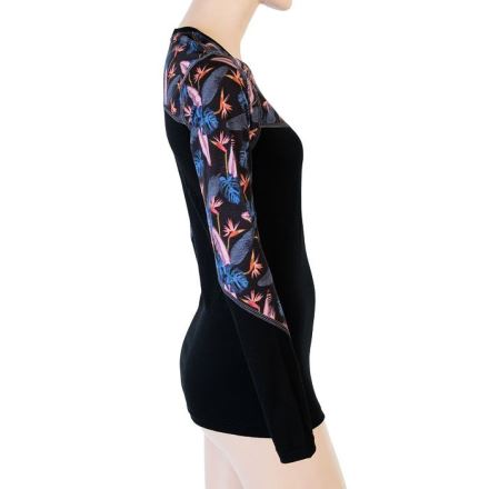 Dámské funkční tričko s dlouhým rukávem SENSOR Merino Impress černá/floral (3)