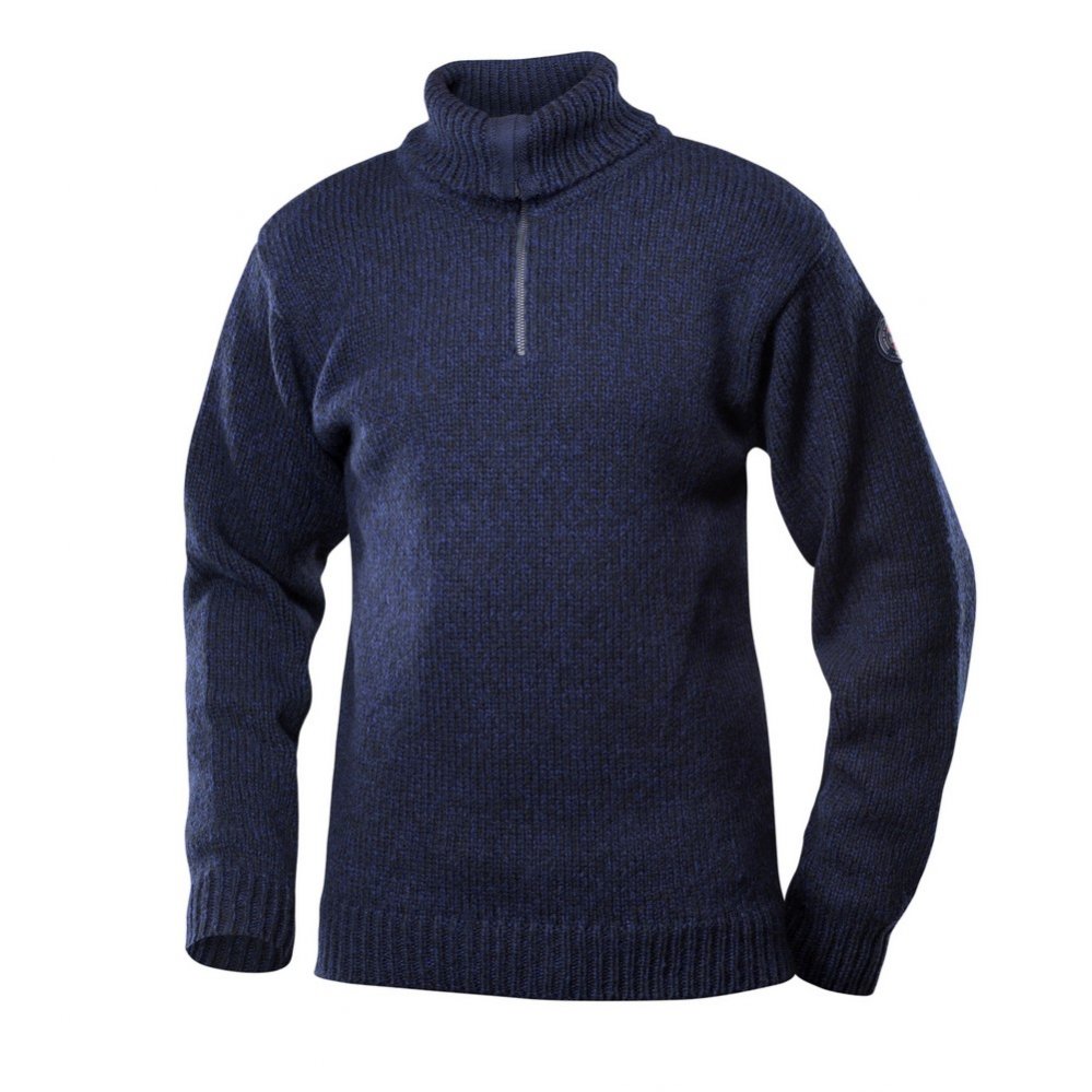 Unisex turistický svetr Devold Nansen Wool Zip Neck Dark Blue Melange XL