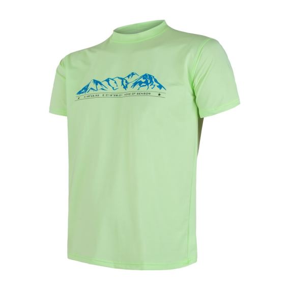 Pánské tričko s krátkým rukávem a potiskem SENSOR Coolmax Fresh PT Mountains sv. zelená