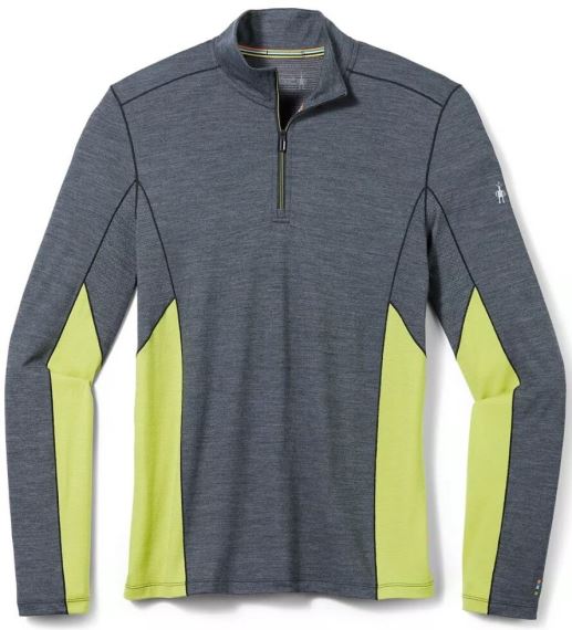 Pánské outdoorové tričko s dlouhým rukávem Smartwool M Merino Sport Long Sleeve 1/4 Zip Charcoal heather-dark citron