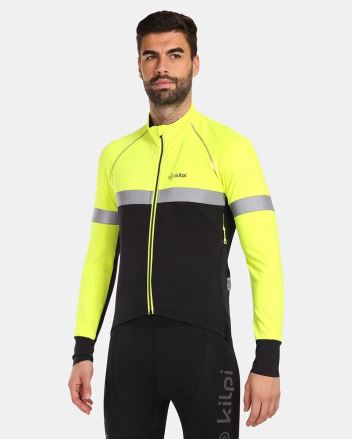 Pánská cyklistická bunda Kilpi NERETO-M žlutá na modelu, focená zepředu.