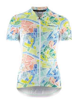Dámský cyklodres Craft ADV Endur Graphic bílá – celkový pohled na cyklistický dres s barevným vzorem.