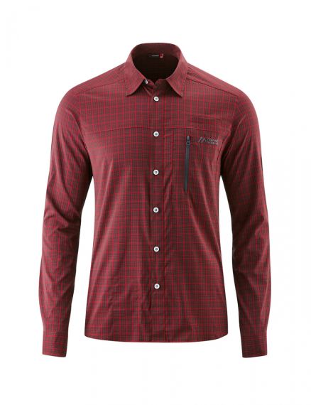 Pánská košile s dlouhým rukávem Maier Sports Mats L/S red/grey