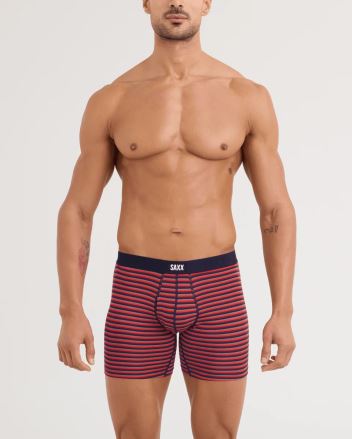Pánské boxerky SAXX Vibe Xtra Soft Comfort Boxer Brief micro stripe-maroon (1)
