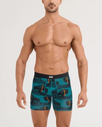 Pánské boxerky SAXX Vibe Xtra Soft Comfort Boxer Brief bison bling-seascape (1)