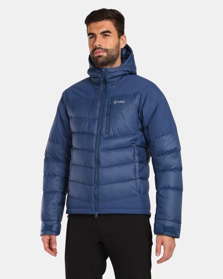 Produktový snímek Pánské péřové bundy Kilpi GUUS-M tmavě modrá na modelu.