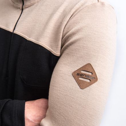 Pánská mikina dl.rukáv zip Sensor MERINO EXTREME UP černá/almond beige (3)